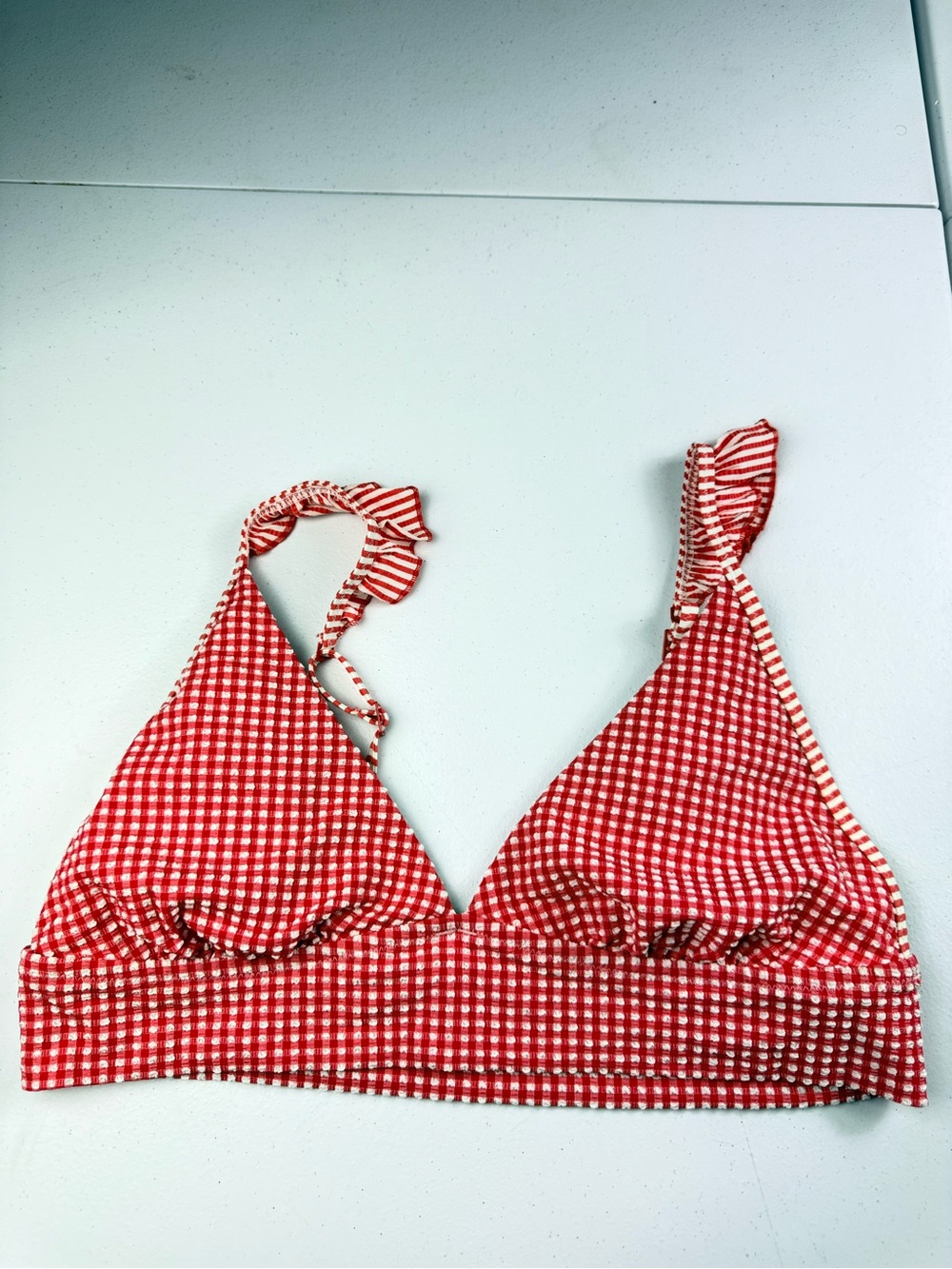 aerie swim Red Gingham Bikini Top